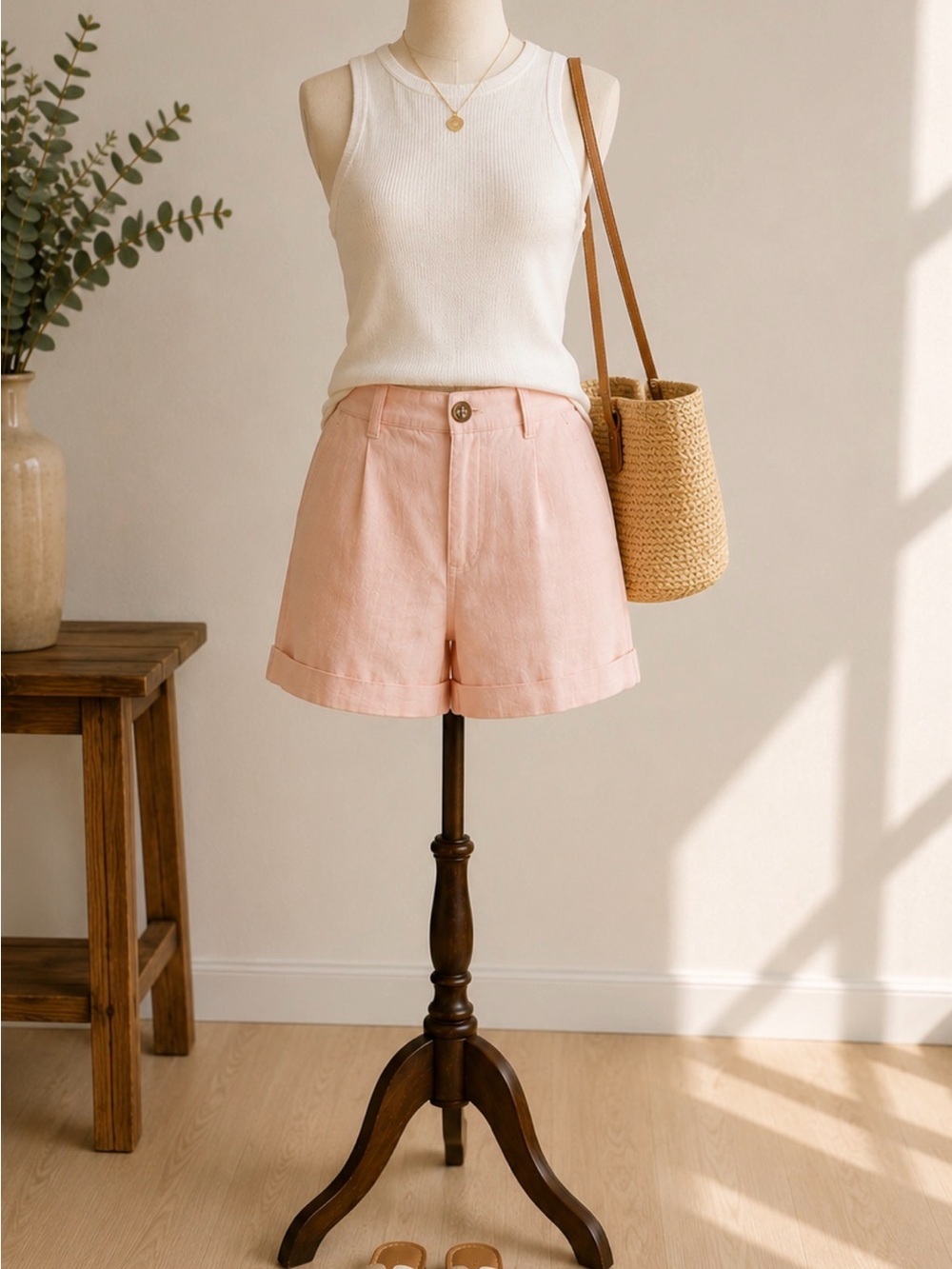 Part Two 100% Linen blush Pink Shorts Size 32 (EUR) Scandinavian Minimalist